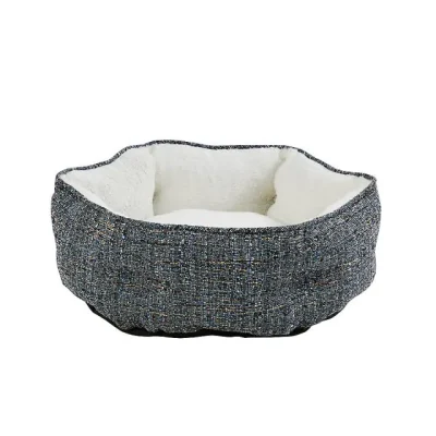 Blue Tweed Hexagon Cuddler Cat Bed